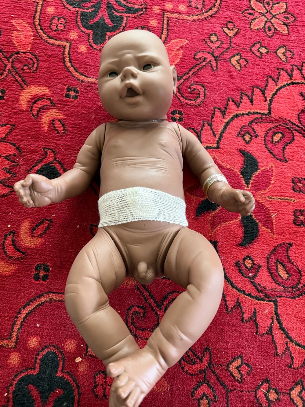 Vintage Jesmar Anatomically Correct Newborn Baby Doll Soft African American